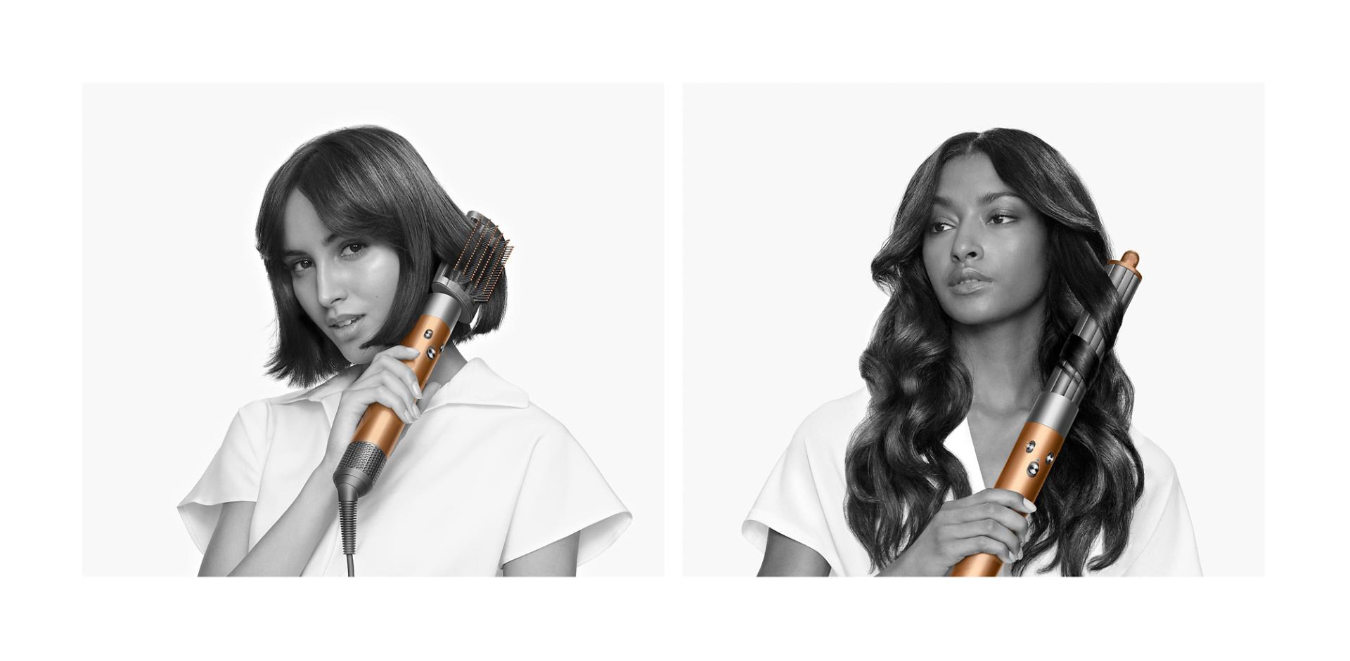 Models using the Dyson smoothing brush and long barrel.