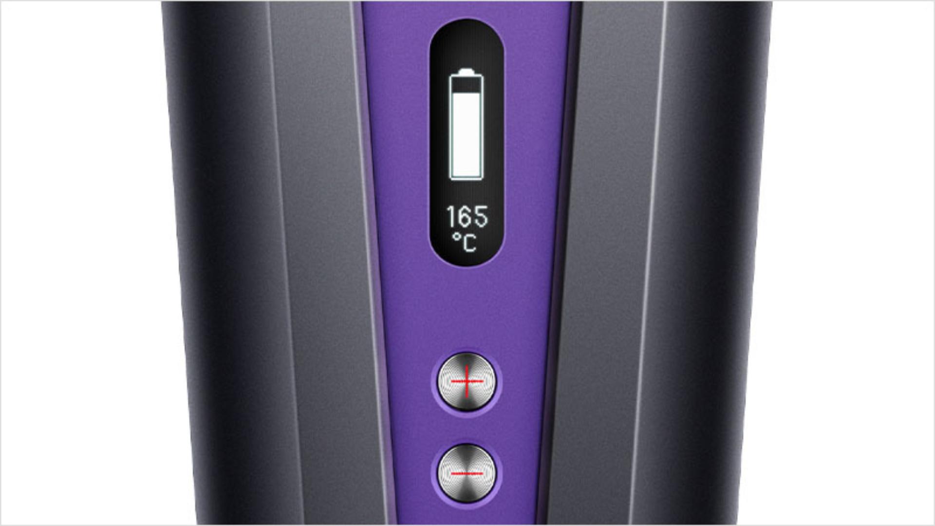 Close up of the OLED screen on the Dyson Corrale hair straightener