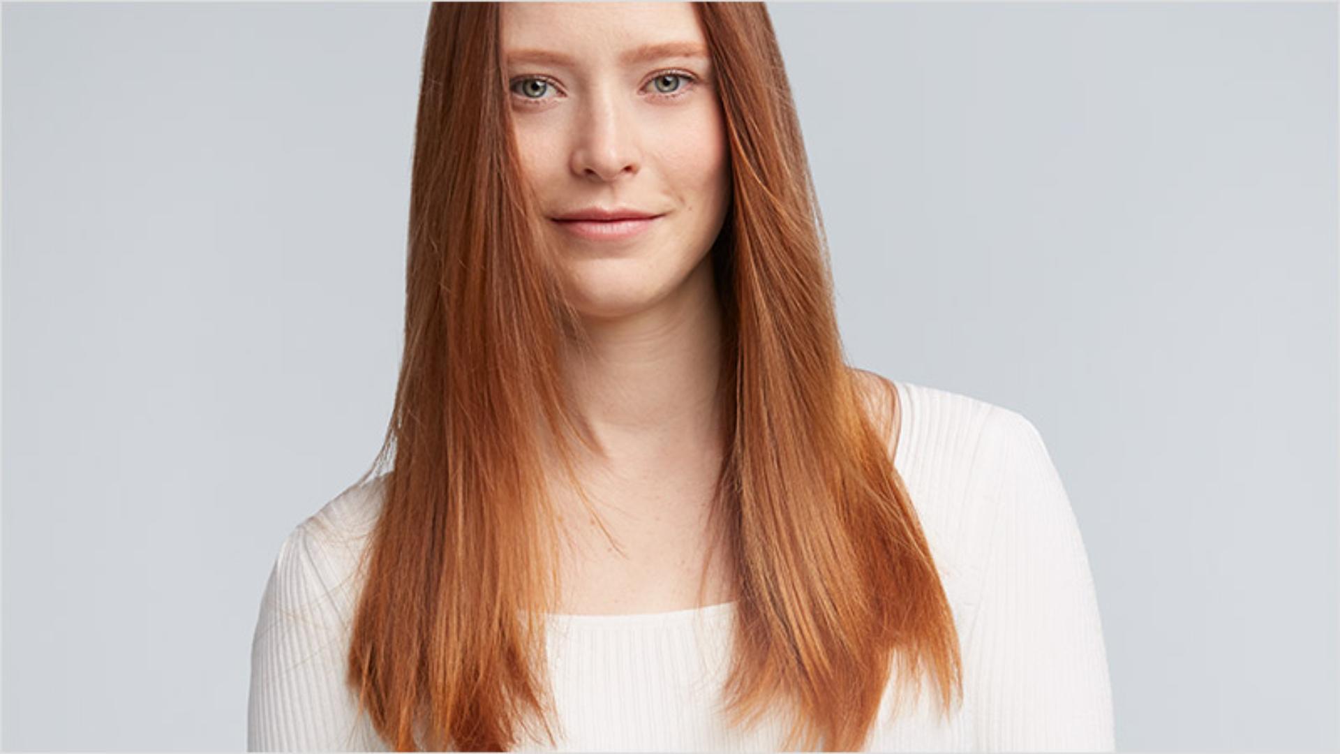 Woman with smooth straight hair