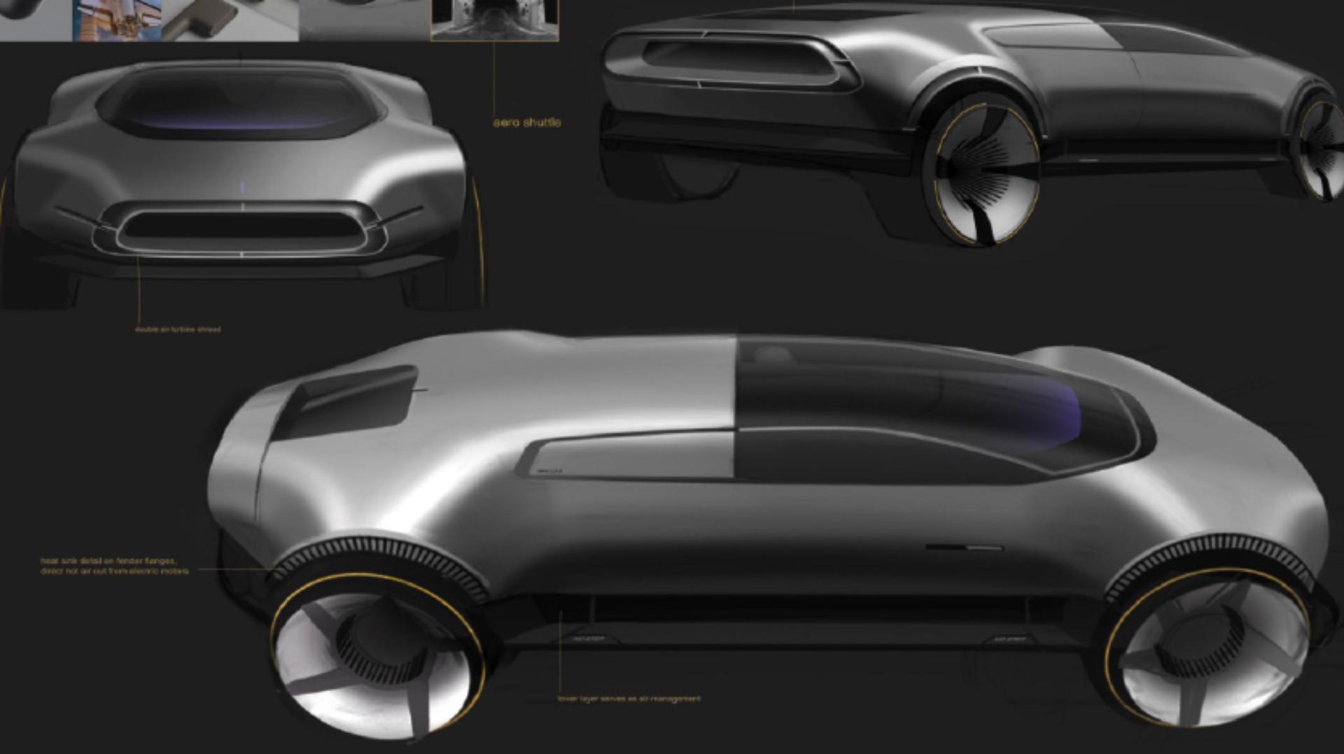 Concept drawings of the Dyson car