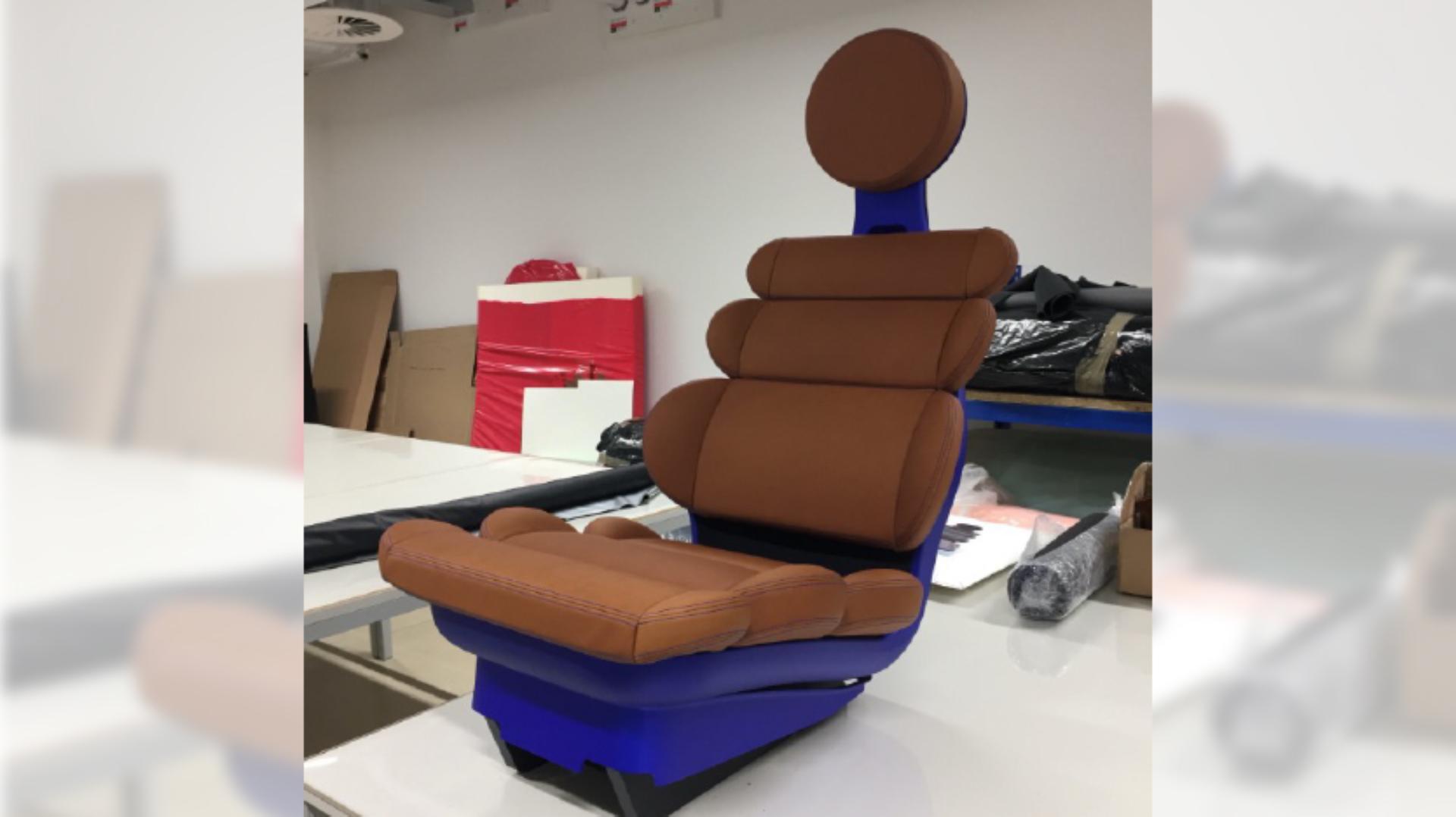View of the Eames inspired design for the Dyson car seat