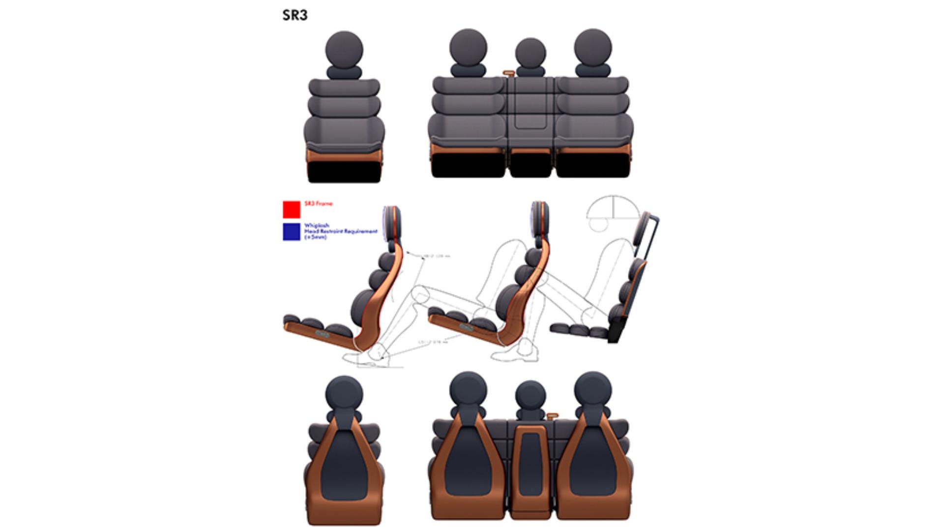 Images of various seat designs for the car