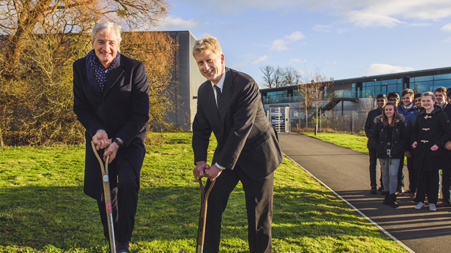 James Dyson and Jo Johnson at the breaking ground ceremony