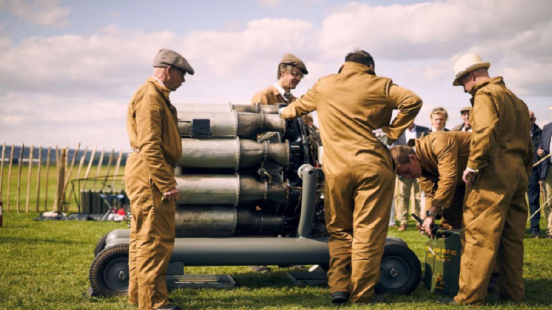 The restored Whittle jet engine on display at the Goodwood Revival event
