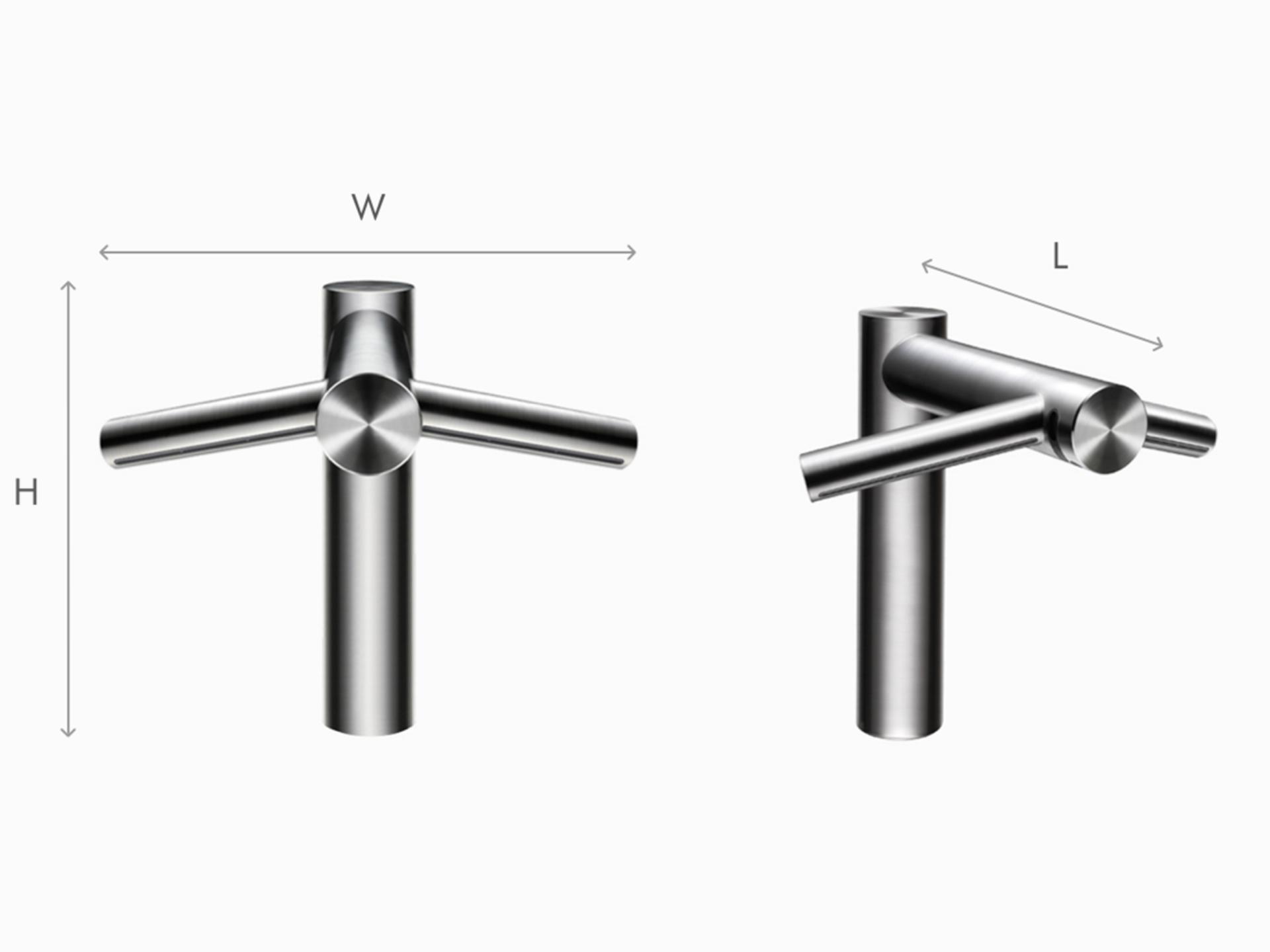 Illustration of Dyson Airblade Wash+Dry tall hand dryer dimensions