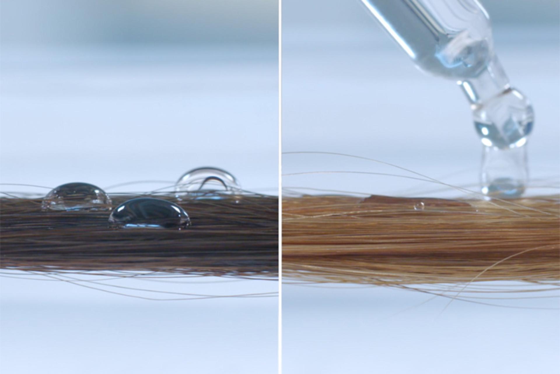 Water droplets on hair