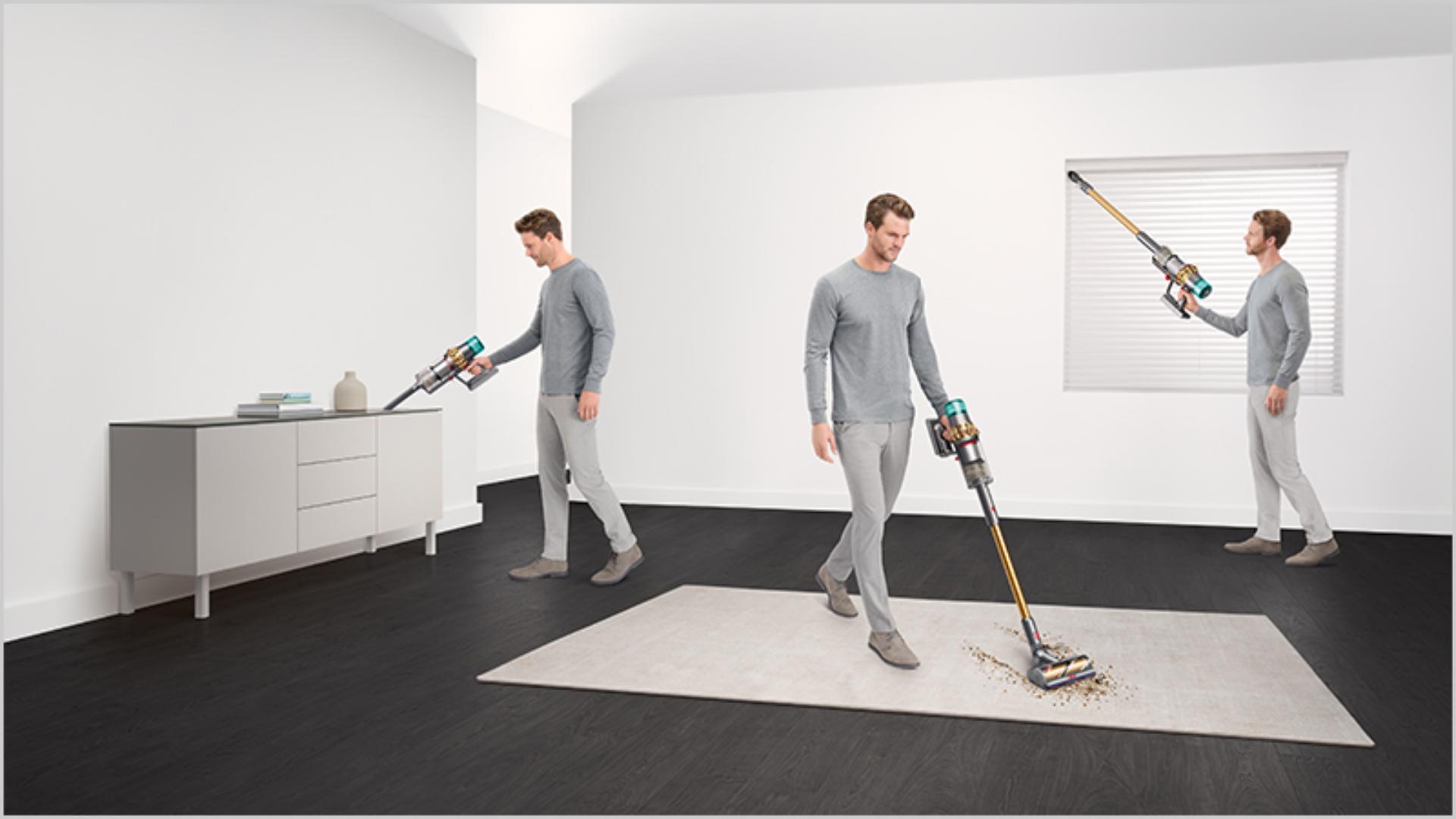 Man cleaning in various places around the home