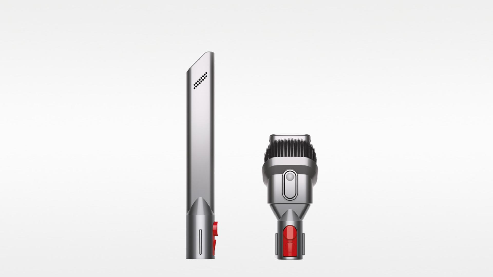 Close-up of Dyson attachment tools.