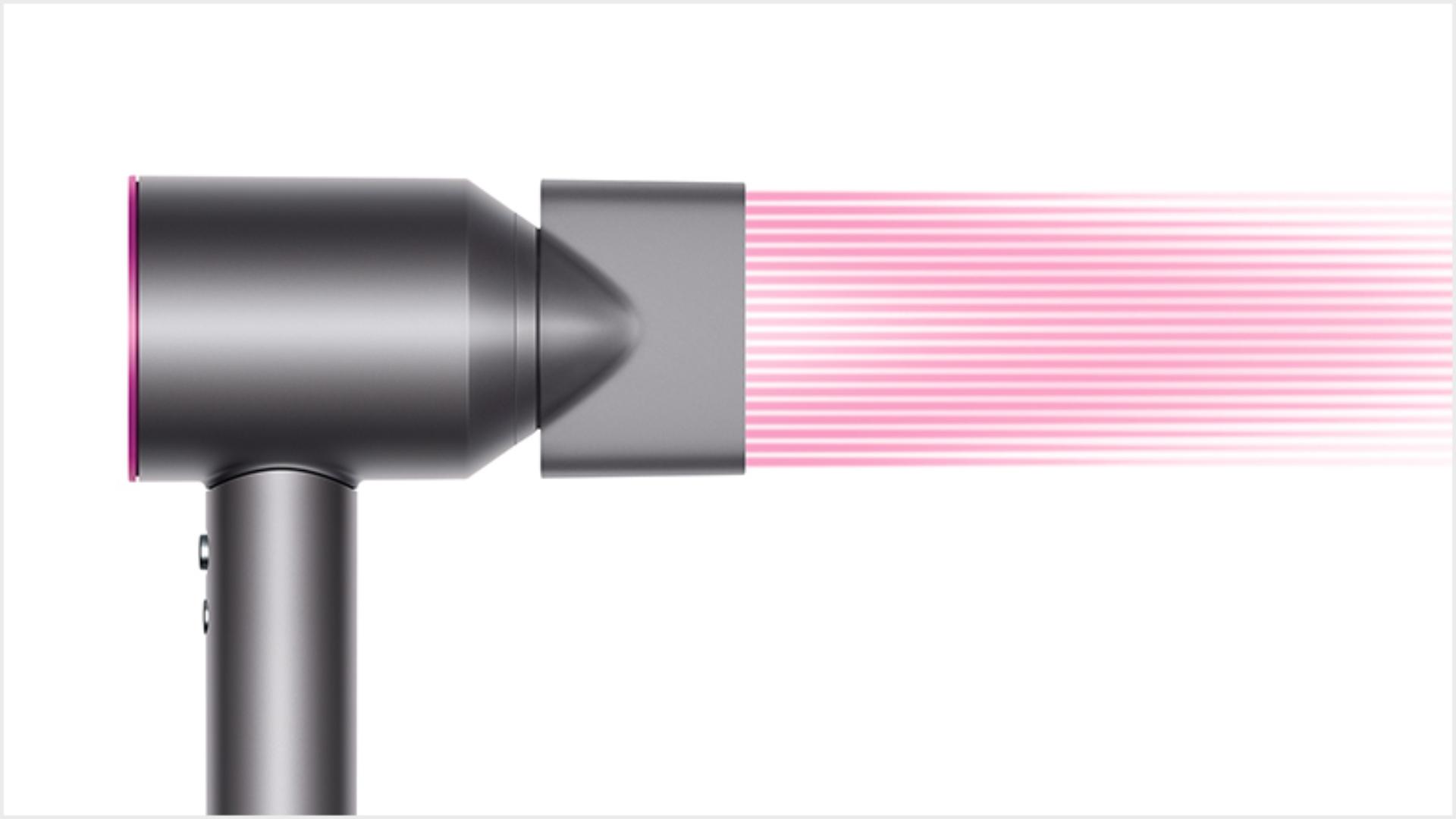 Dyson Supersonic™ hair dryer Iron/Fuchsia with re-engineered Styling concentrator attached